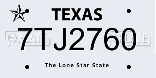 7TJ2760 Texas License Plate