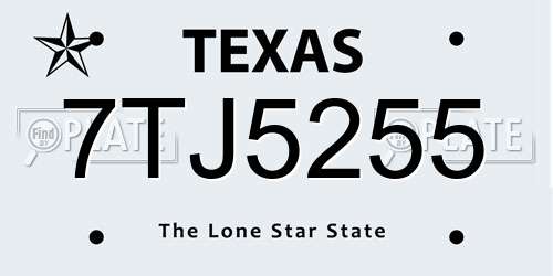 7TJ5255 Texas License Plate