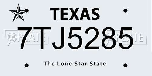 7TJ5285 Texas License Plate