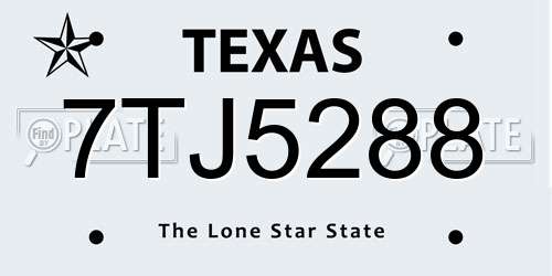 7TJ5288 Texas License Plate