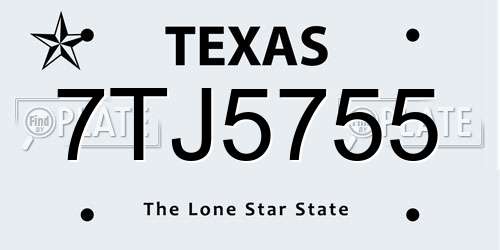 7TJ5755 Texas License Plate