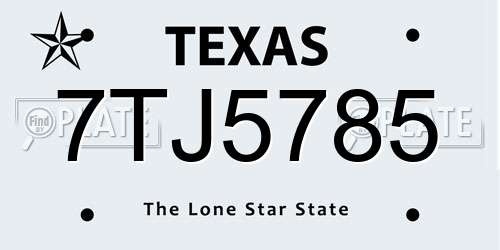 7TJ5785 Texas License Plate