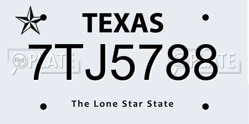 7TJ5788 Texas License Plate