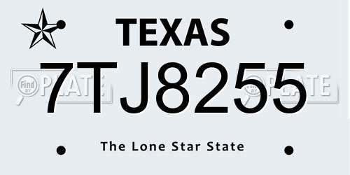 7TJ8255 Texas License Plate