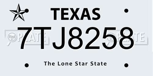 7TJ8258 Texas License Plate