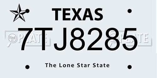 7TJ8285 Texas License Plate