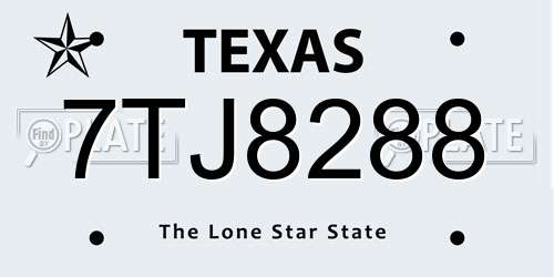 7TJ8288 Texas License Plate