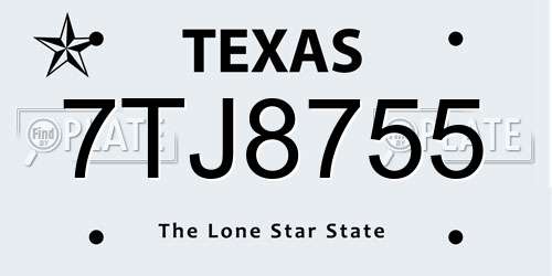 7TJ8755 Texas License Plate