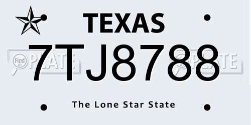 7TJ8788 Texas License Plate
