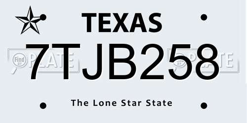 7TJB258 Texas License Plate