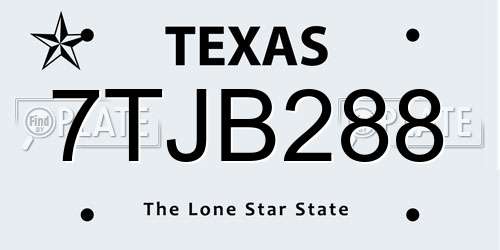 7TJB288 Texas License Plate