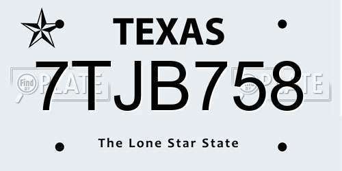 7TJB758 Texas License Plate
