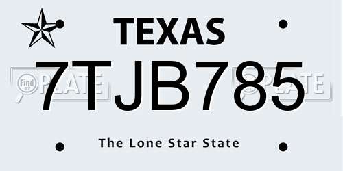 7TJB785 Texas License Plate