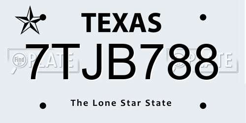 7TJB788 Texas License Plate