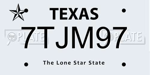 7TJM97 Texas License Plate