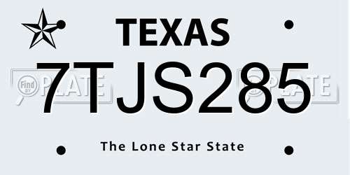 7TJS285 Texas License Plate