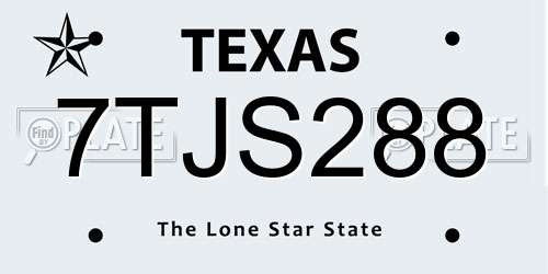 7TJS288 Texas License Plate