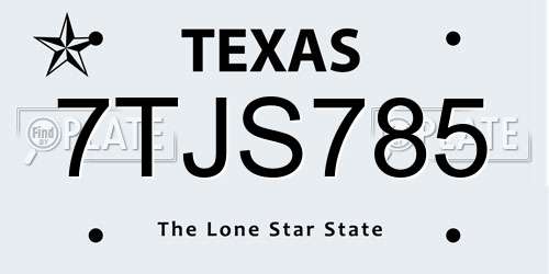 7TJS785 Texas License Plate