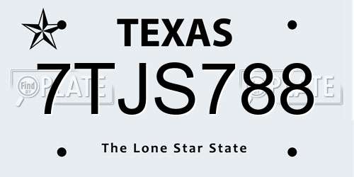 7TJS788 Texas License Plate
