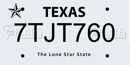 7TJT760 Texas License Plate
