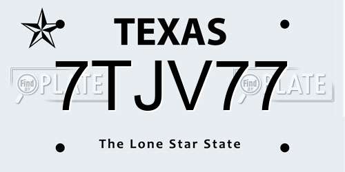 7TJV77 Texas License Plate