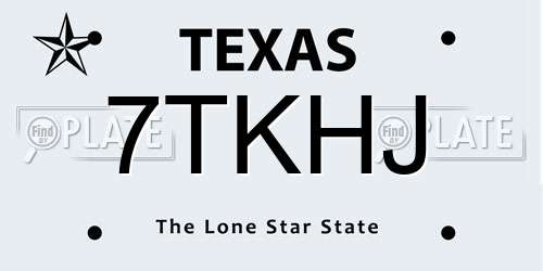 7TKHJ Texas License Plate