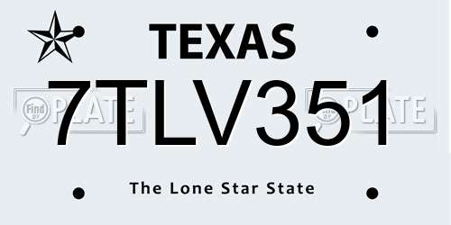 7TLV351 Texas License Plate