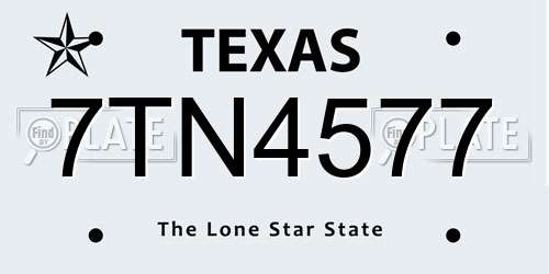 7TN4577 Texas License Plate