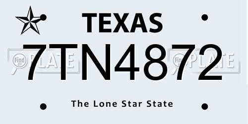 7TN4872 Texas License Plate