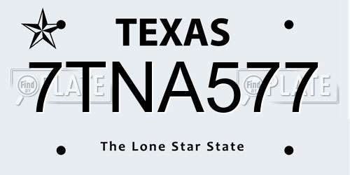 7TNA577 Texas License Plate