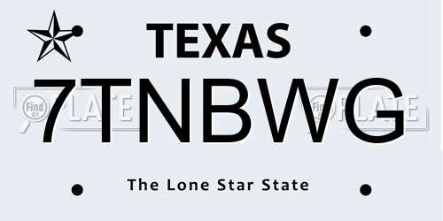 7TNBWG Texas License Plate