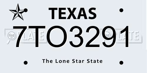 7TO3291 Texas License Plate