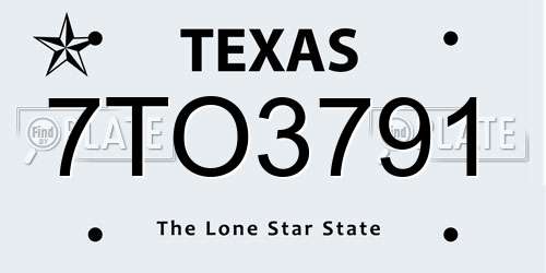 7TO3791 Texas License Plate