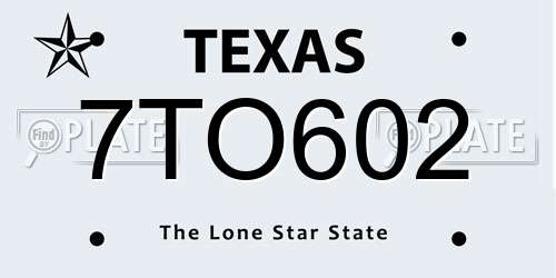 7TO602 Texas License Plate