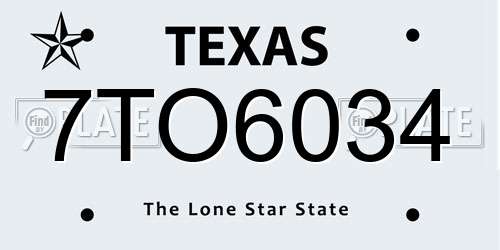 7TO6034 Texas License Plate