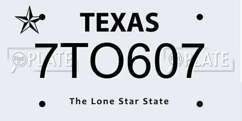 7TO607 Texas License Plate