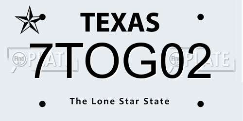 7TOG02 Texas License Plate