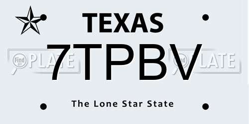 7TPBV Texas License Plate