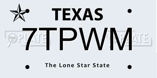7TPWM Texas License Plate