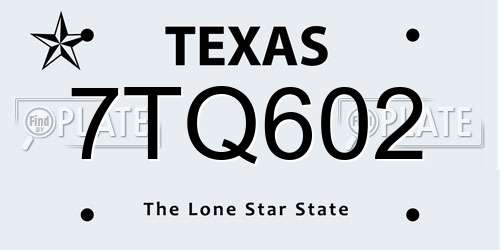 7TQ602 Texas License Plate