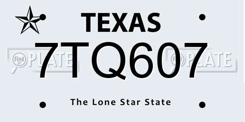 7TQ607 Texas License Plate