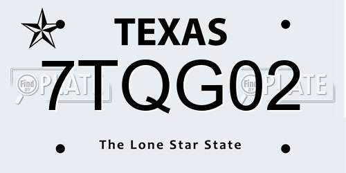 7TQG02 Texas License Plate