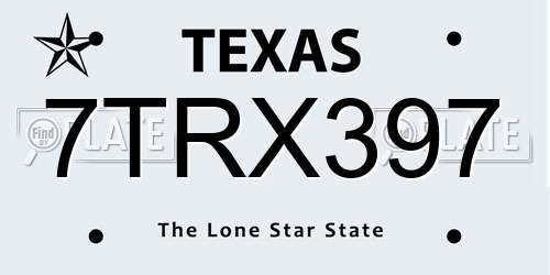 7TRX397 Texas License Plate