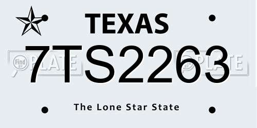 7TS2263 Texas License Plate