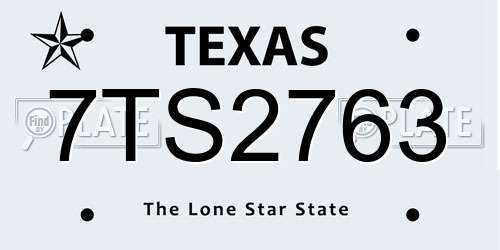 7TS2763 Texas License Plate