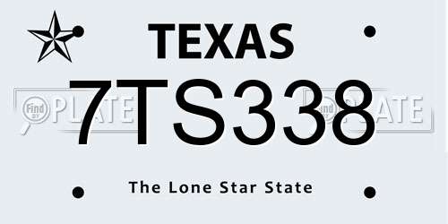 7TS338 Texas License Plate