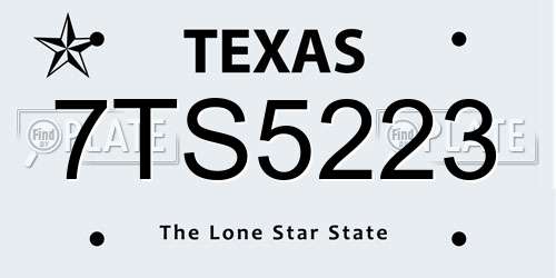 7TS5223 Texas License Plate