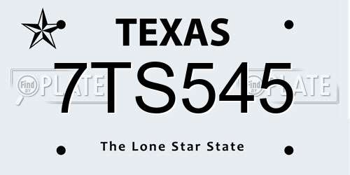 7TS545 Texas License Plate