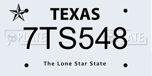 7TS548 Texas License Plate