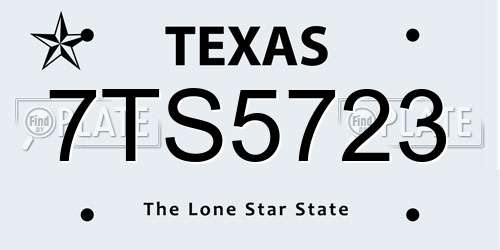 7TS5723 Texas License Plate